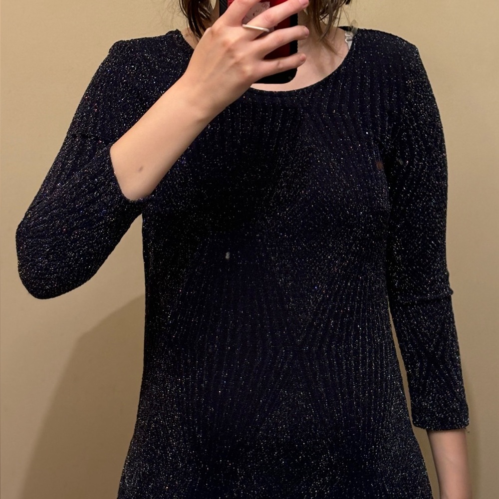Trixxi shimmery navy blue long sleeve dress size S
